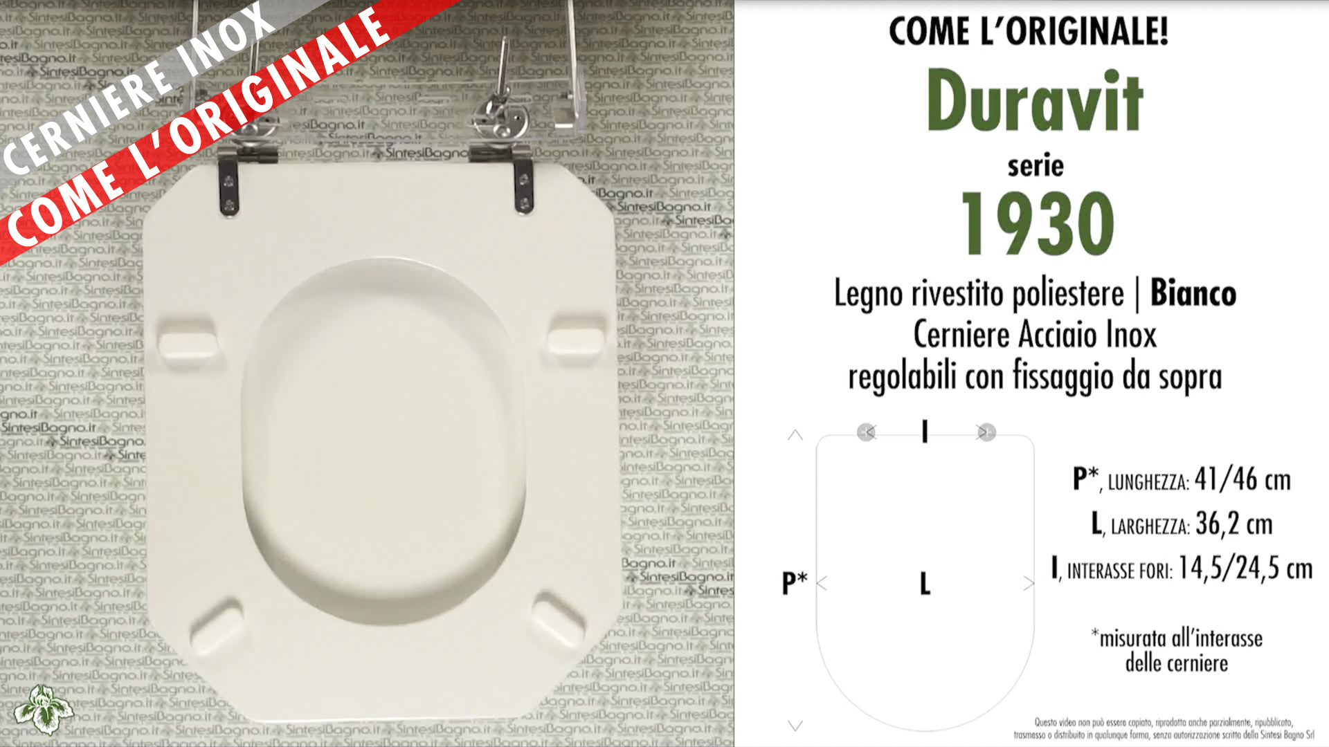 Copriwater DURAVIT 1930 BIANCO — COME L’ORIGINALE