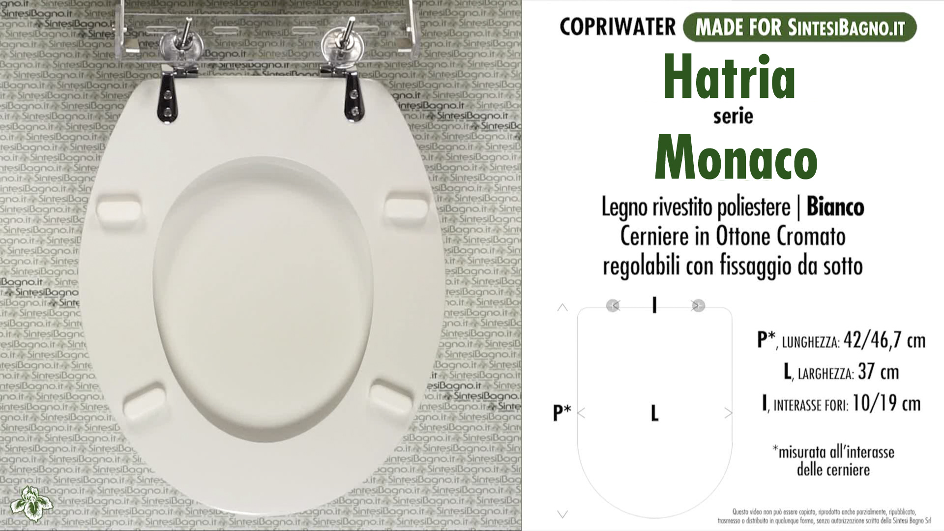 Copriwater HATRIA MONACO BIANCO — RICAMBIO DEDICATO